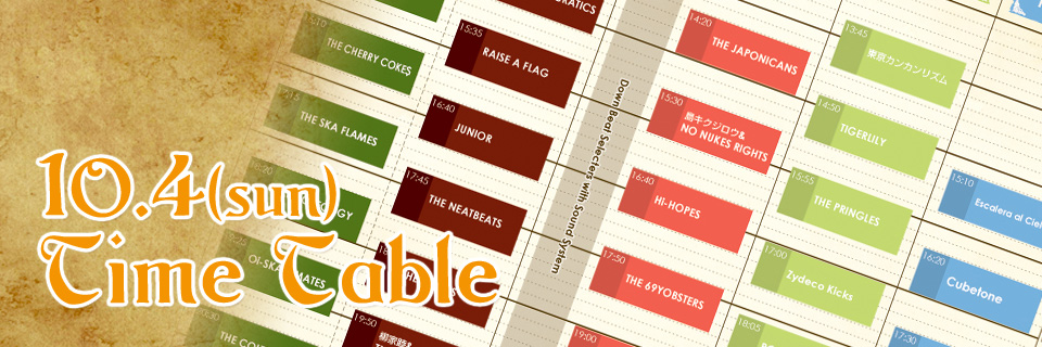 THE WILD ROVER 2015　10.4(sun) 新木場 STUDIO COAST　Time table