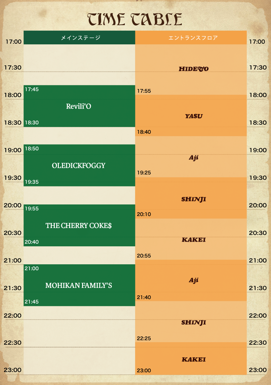 THE WILD ROVER 2022 in OSAKA タイムテーブル